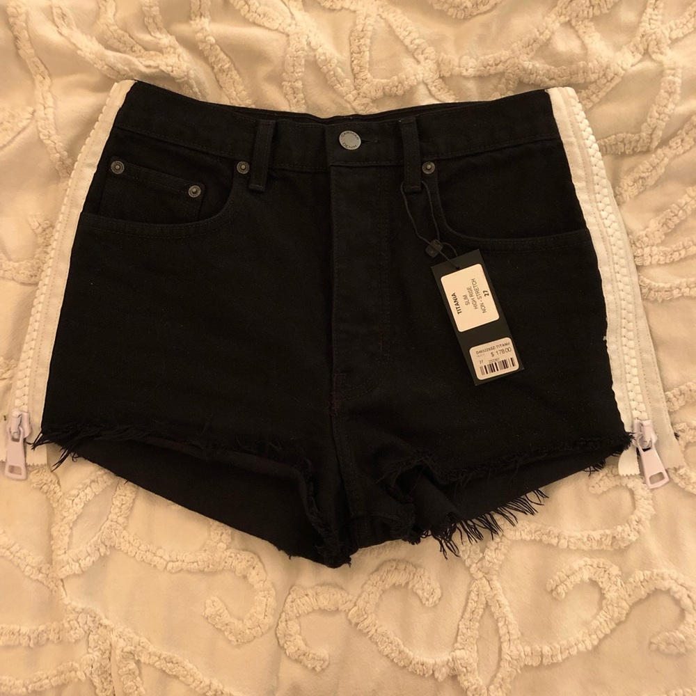 Carmar black shorts with white side zippers